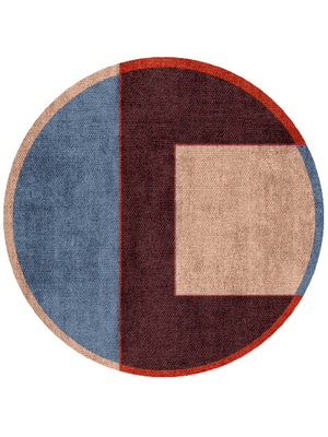 Jigsaw Round Flatweave Bamboo Silk custom handmade rug