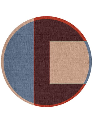 Jigsaw Round Flatweave New Zealand Wool custom handmade rug