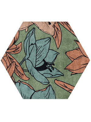 Jonquil Hexagon Hand Tufted Bamboo Silk custom handmade rug