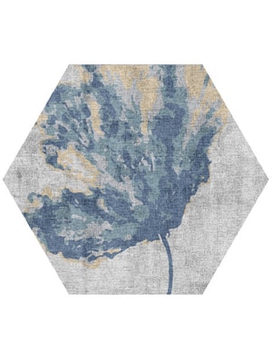 Lagoon Hexagon Hand Knotted Bamboo Silk custom handmade rug