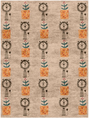 Lion Bling Rectangle Hand Knotted Bamboo Silk custom handmade rug