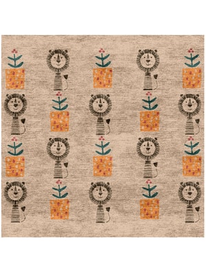 Lion Bling Square Hand Knotted Bamboo Silk custom handmade rug