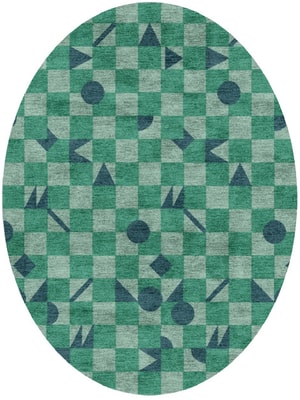 Maths Oval Hand Knotted Bamboo Silk custom handmade rug