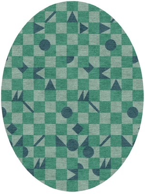 Maths Oval Hand Knotted Tibetan Wool custom handmade rug