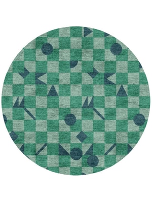 Maths Round Hand Knotted Bamboo Silk custom handmade rug