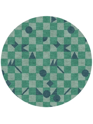 Maths Round Hand Knotted Tibetan Wool custom handmade rug