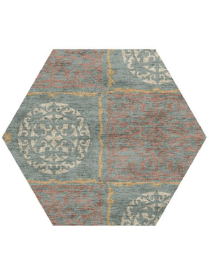 Matrice Hexagon Hand Knotted Bamboo Silk custom handmade rug