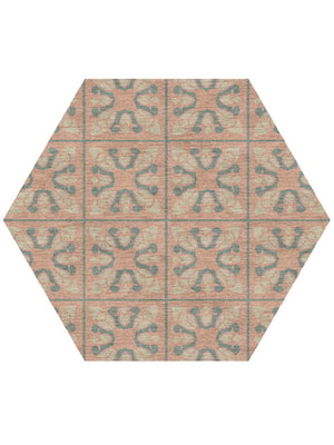 Minaret Hexagon Hand Knotted Tibetan Wool custom handmade rug