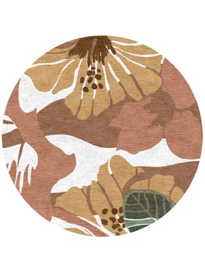 Moss Rose Round Hand Knotted Tibetan Wool custom handmade rug
