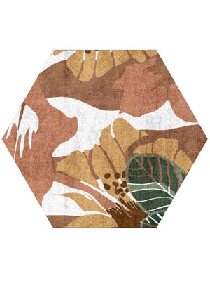 Moss Rose Hexagon Hand Tufted Bamboo Silk custom handmade rug