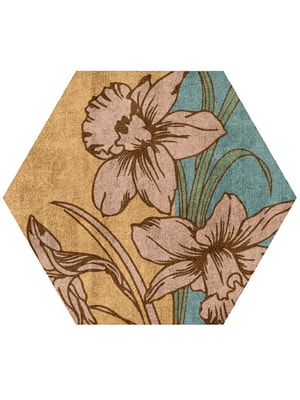 Narcissus Hexagon Hand Tufted Bamboo Silk custom handmade rug