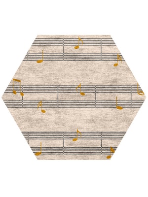 Notes Hexagon Hand Knotted Bamboo Silk custom handmade rug