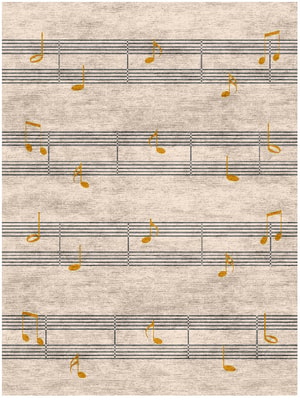 Notes Rectangle Hand Knotted Bamboo Silk custom handmade rug