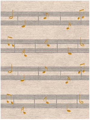 Notes Rectangle Hand Knotted Tibetan Wool custom handmade rug