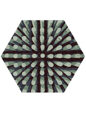 Nucleus Hexagon Hand Knotted Tibetan Wool custom handmade rug