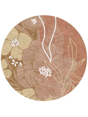 Oleander Round Hand Knotted Tibetan Wool custom handmade rug