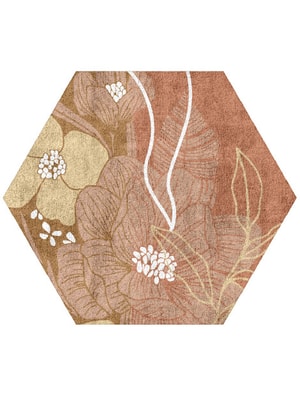 Oleander Hexagon Hand Tufted Bamboo Silk custom handmade rug