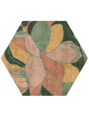 Pansy Hexagon Hand Tufted Bamboo Silk custom handmade rug