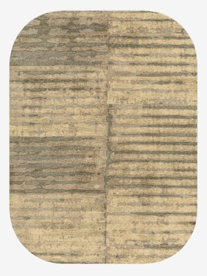 Parallel Strokes Oblong Hand Knotted Bamboo Silk custom handmade rug