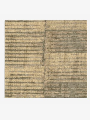 Parallel Strokes Square Hand Knotted Bamboo Silk custom handmade rug