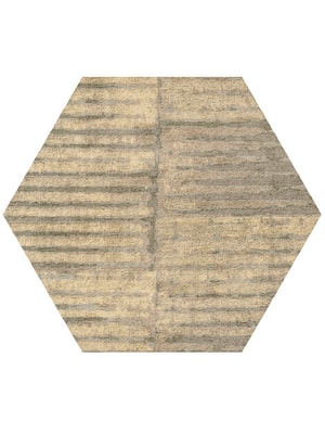 Parallel Strokes Hexagon Hand Tufted Bamboo Silk custom handmade rug