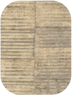 Parallel Strokes Oblong Hand Tufted Bamboo Silk custom handmade rug