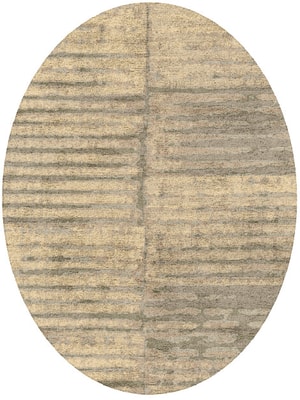 Parallel Strokes Oval Hand Tufted Bamboo Silk custom handmade rug