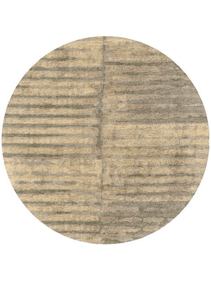 Parallel Strokes Round Hand Tufted Bamboo Silk custom handmade rug