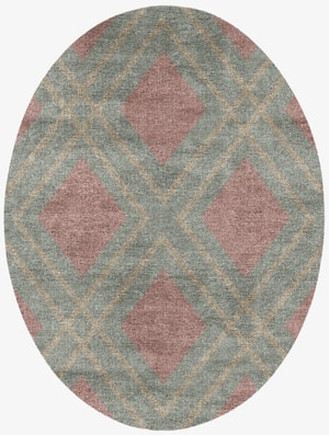 Peach Oval Flatweave Bamboo Silk custom handmade rug