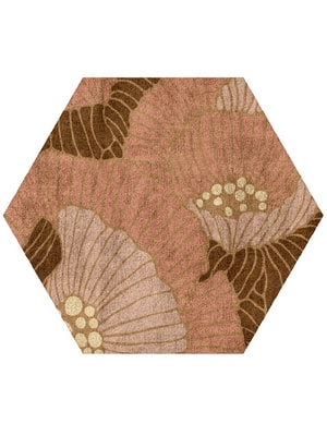 Peony Hexagon Hand Tufted Bamboo Silk custom handmade rug