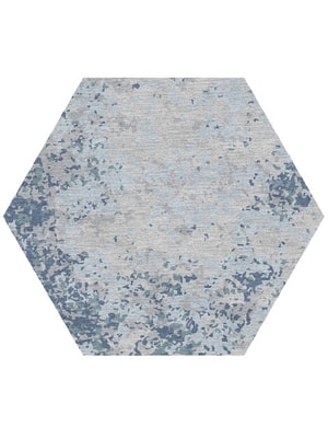 Periwrinkle Hexagon Hand Knotted Tibetan Wool custom handmade rug