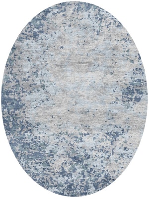 Periwrinkle Oval Hand Knotted Bamboo Silk custom handmade rug