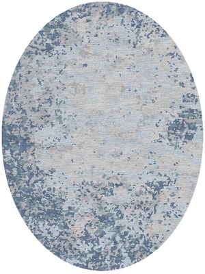 Periwrinkle Oval Hand Knotted Tibetan Wool custom handmade rug