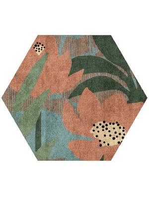 Petunia Hexagon Hand Tufted Bamboo Silk custom handmade rug