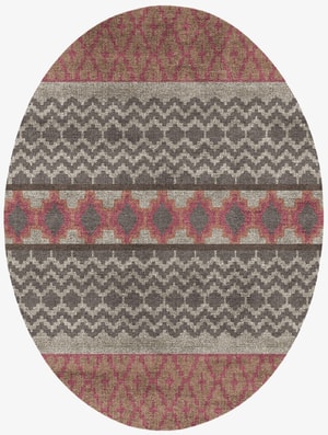 Pink Star Oval Flatweave Bamboo Silk custom handmade rug