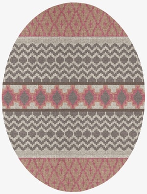 Pink Star Oval Flatweave New Zealand Wool custom handmade rug