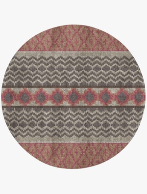 Pink Star Round Flatweave Bamboo Silk custom handmade rug