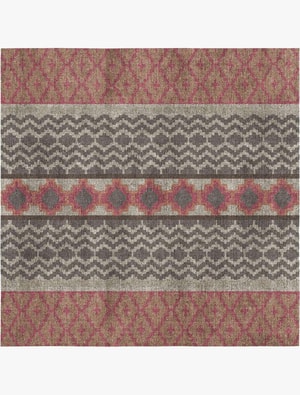 Pink Star Square Flatweave Bamboo Silk custom handmade rug