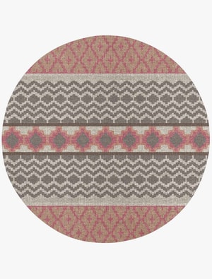 Pink Star Round Outdoor Recycled Yarn custom handmade rug