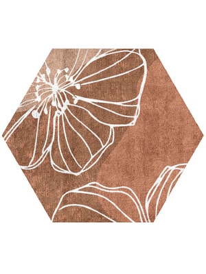 Primroses Hexagon Hand Tufted Bamboo Silk custom handmade rug