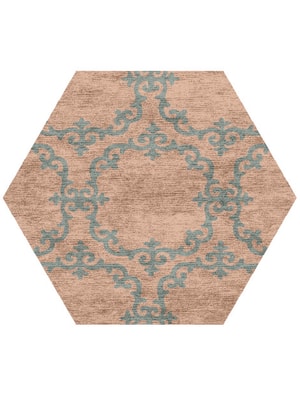 Rococo Hexagon Hand Knotted Bamboo Silk custom handmade rug