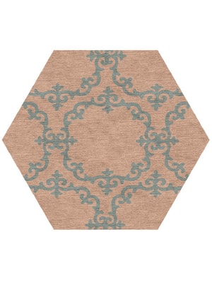Rococo Hexagon Hand Knotted Tibetan Wool custom handmade rug