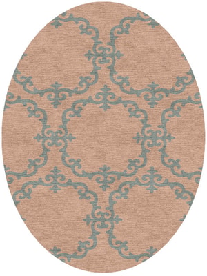 Rococo Oval Hand Knotted Tibetan Wool custom handmade rug