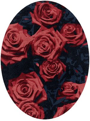 Roses Oval Hand Tufted Pure Wool custom handmade rug
