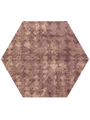 Scrolling Damask Hexagon Hand Knotted Bamboo Silk custom handmade rug