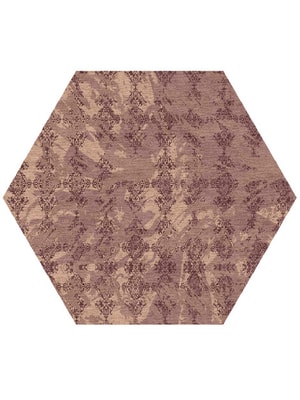 Scrolling Damask Hexagon Hand Knotted Tibetan Wool custom handmade rug