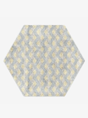 Serpentine Hexagon Hand Knotted Bamboo Silk custom handmade rug
