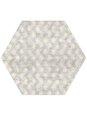 Serpentine Hexagon Hand Tufted Bamboo Silk custom handmade rug