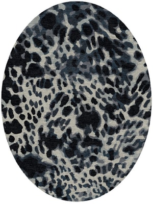 Snow Leopard Oval Hand Knotted Tibetan Wool custom handmade rug