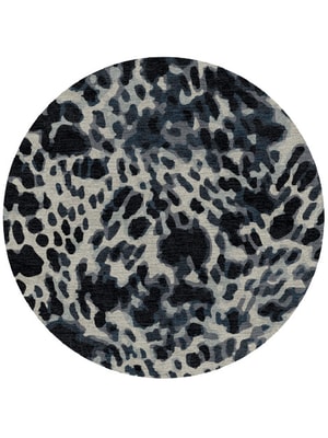 Snow Leopard Round Hand Knotted Tibetan Wool custom handmade rug